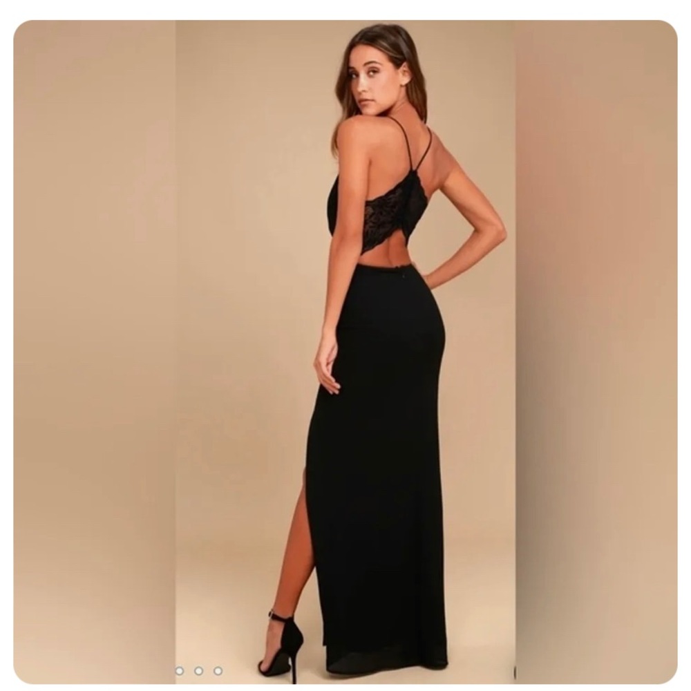 Lulu's Elegant Black Lace Maxi Dress